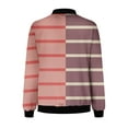 thumbnail image 4 of Olyvenn Stylish Women's Striped Bomber Jacket Long Sleeve Zipper Up Lightweight Baseball Jacket Pink 4, 4 of 5