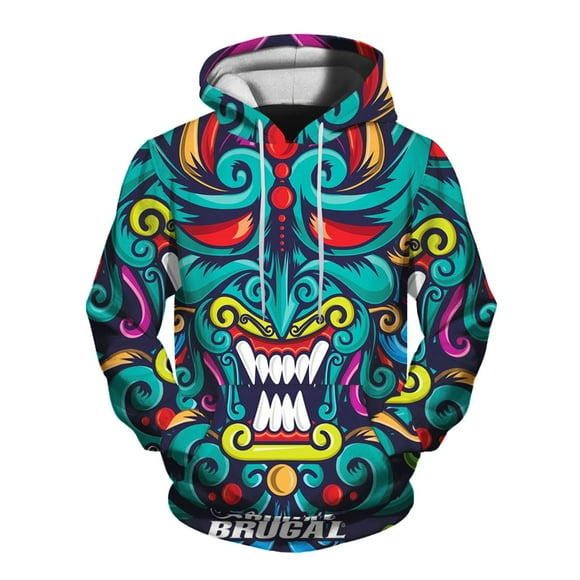 EHQJNJ Oversized Hoodies Male Carnival Printed Hoodie Casual Long Sleeved Hoodie Anime Hoodie Black Hoodies Men