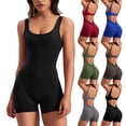 thumbnail image 6 of Qeaghou Workout Jumpsuits for Women Tummy Control One Piece Jumpsuit Summer Sleeveless Short Bodycon Rompers Backless Yoga Workout Bodysuits, 6 of 7