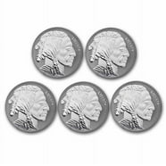 Lot of 5 - Silver Generic Bullion Coins .999 Fine, 1 oz Rounds ...