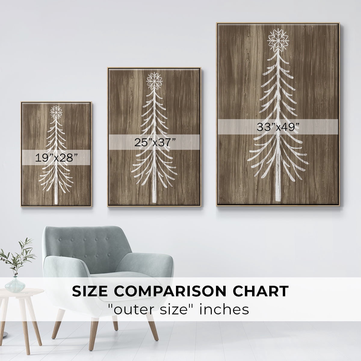 Barnwood Wonderland VII - Framed Gallery Wrapped Holiday Canvas - 25 x 37 - Natural Wood Frame