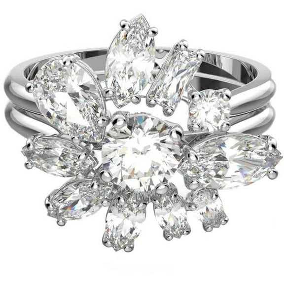 Swarovski 5644661 Women's Gema Mixed Cuts Flower Ring, Size 58