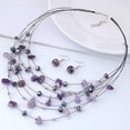 thumbnail image 6 of Waroomhouse Necklace Earrings Women Jewelry Set Women's Faux Crystal Multi-layered Necklace Earrings Set Bohemian Style Stone Decor Jewelry with Adjustable Neck, 6 of 7