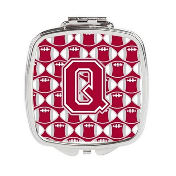 Carolines Treasures Letter Q Football Crimson - Grey & White Compact Mirror