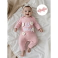 thumbnail image 3 of BemeyourBBs Newborn Baby Girl Little Sister Outfit Infant Baby Girl Spring Fall Winter Clothes Lil Sister Romper Long Sleeve Letter Floral Embroidery Jumpsuit with Headband, 3 of 9