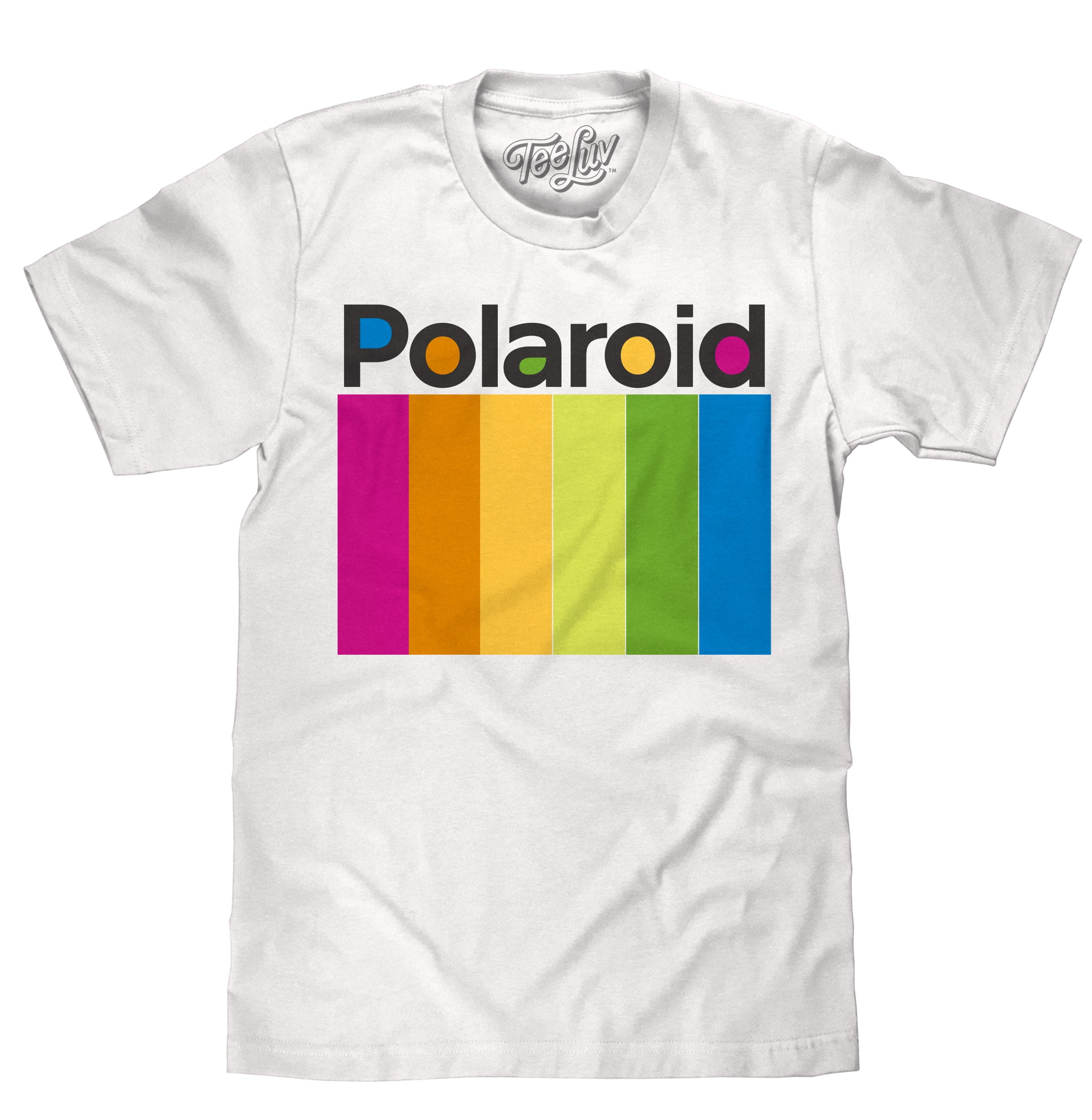Tee Luv Tee Luv Polaroid Color Spectrum Logo Shirt (White) Walmart