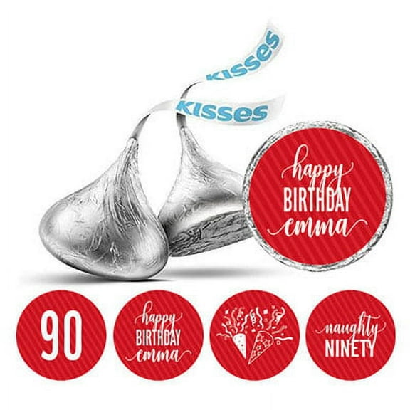 Darling Souvenir chocolate Candy Labels 190 Pcs Naughty 90th Birthday Custom Stickers-Red