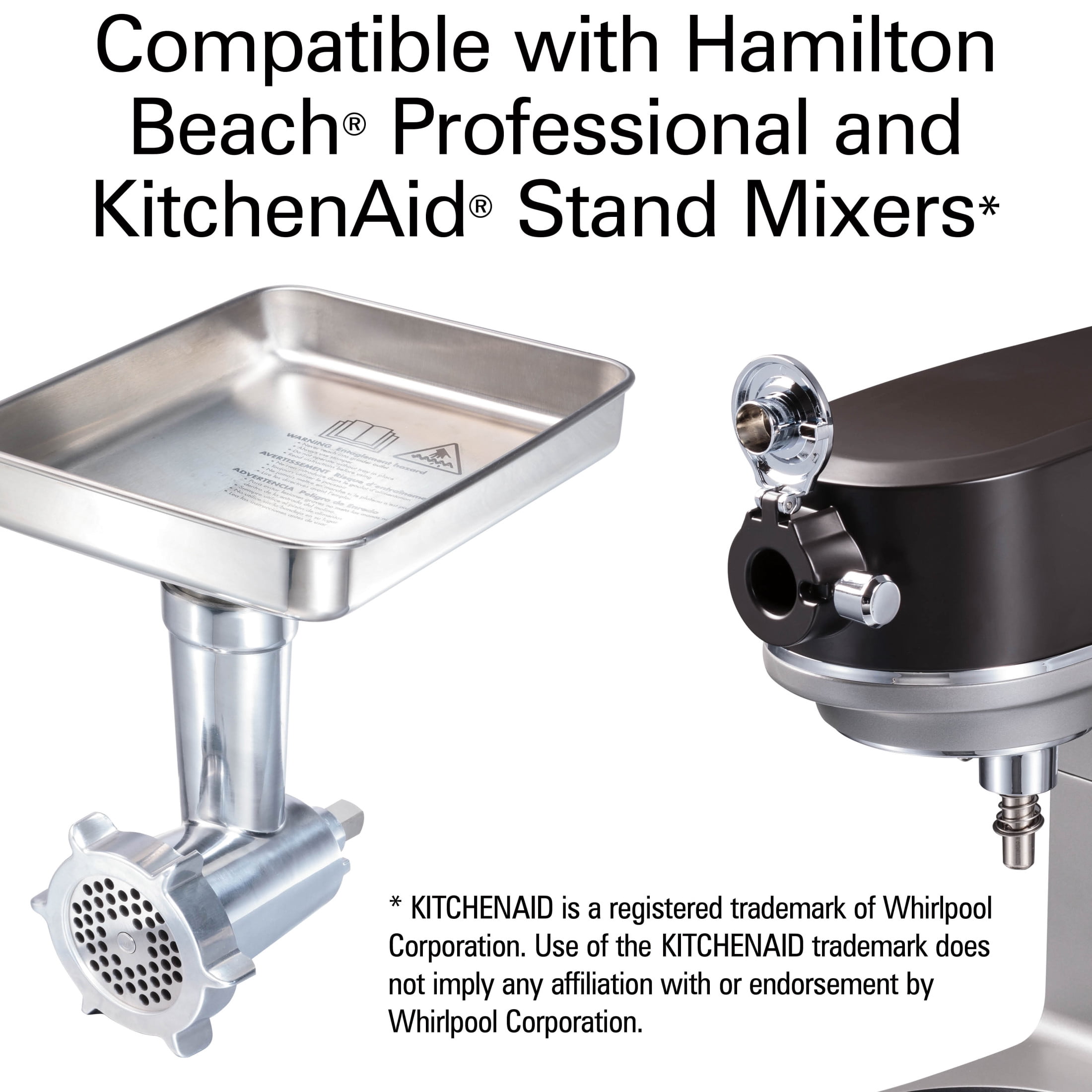 Hamilton Beach Professional Stand Mixer Specialty Attachment, All-Metal Meat and Food Grinder Attachment Set