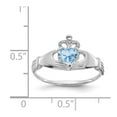 thumbnail image 3 of 14K White Gold Ring Band Themed (03) March Cubic Zirconia CZ Blue, 3 of 5