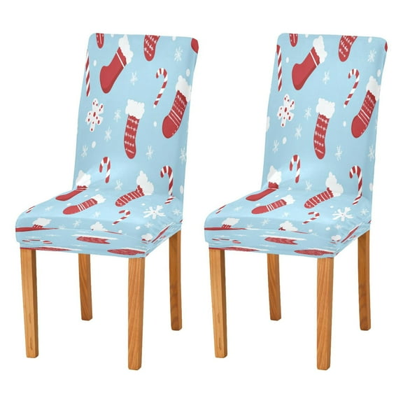 Chair Cover 2 Pack Removable Dining Chair Protectors Washable Chair Slipcovers Seat for Home Wedding Decor Candy Canes and Christmas Stockings