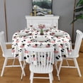 thumbnail image 2 of White Cow Dot Pattern Round Tablecloth 60"x60",Wrinkle Wipeable Table Cloth for Kitchen Dining Room Picnic Patio Party, 2 of 6