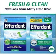 Efferdent Anti-Bacterial Denture Cleanser Tablets, Mint, 90 Count