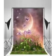 thumbnail image 3 of ABPHOTO 5x7ft Photography Backdrop Dreamy World Fairy Tale Fresh Flowers Flying Butterfly Grass Field Bokeh Moon Night Princess Photo Background Backdrops, 3 of 4