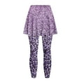 thumbnail image 4 of POLEROWomens Purple Bling Leopard Tennis Skirted Leggings with Pockets Workout Yoga Leggings with Skirts Non See Through Golf Fitness Pants Stretch Athletic Gym Legging, 4 of 6