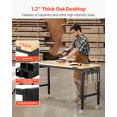 thumbnail image 4 of VEVOR 60-Inch Adjustable Workbench, 2000 lbs Load, Work Bench with Power Outlet, Wheels, and Pegboard, Heavy Duty Oak Wood Top Work Table for Garage, Workshop, Office, and Home, 4 of 9