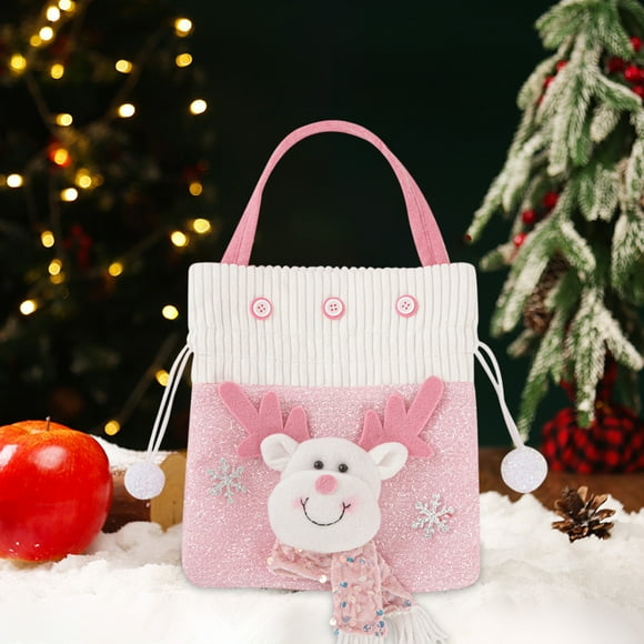 Christmas Gift Bag P-ink Plushed Christmas Gift Bag Christmas Eve Apples Bag Candy Bag Christmas Decoration Bag Suitable For Festivals And Daily Life