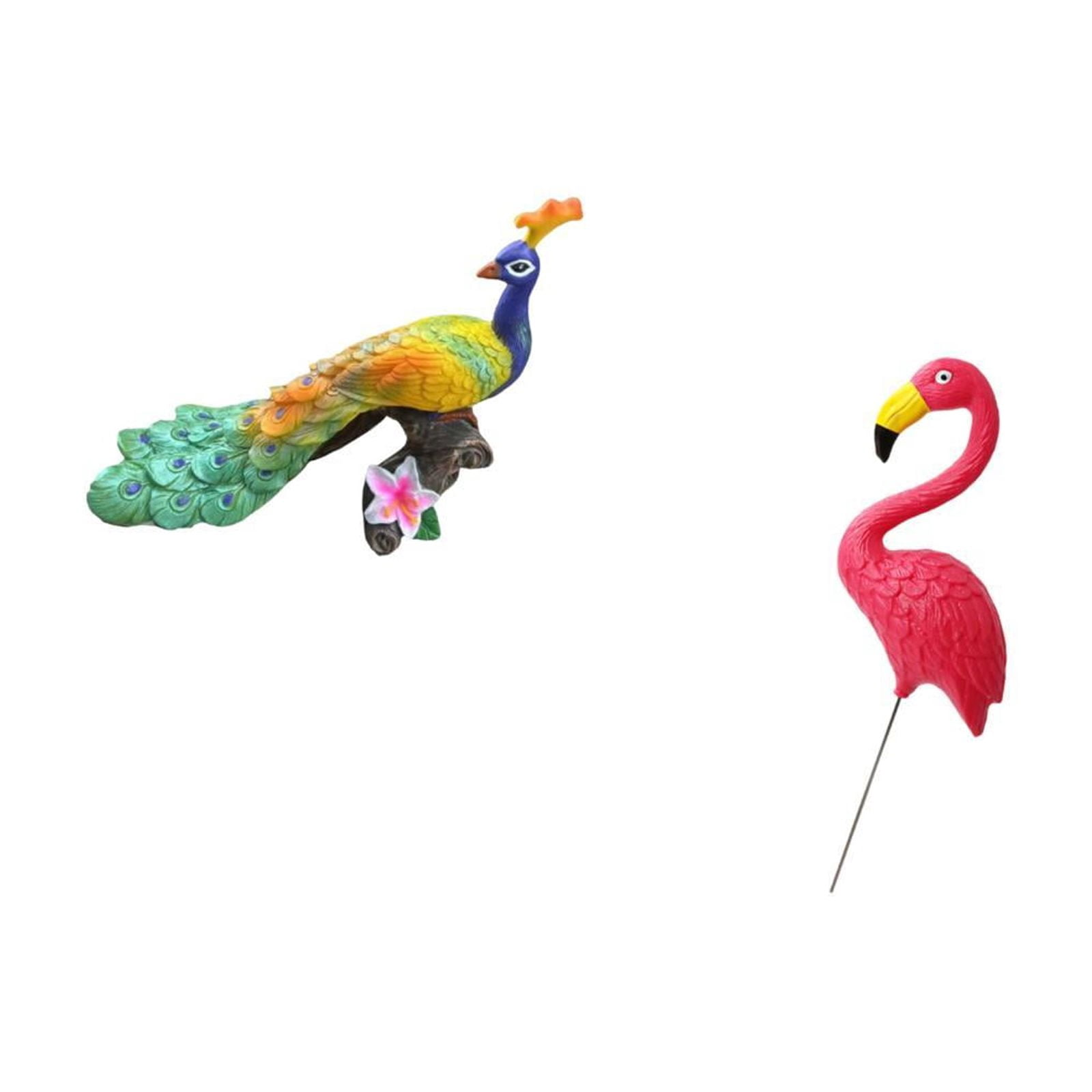 Miulika Peacock Bird Sculpture Figurine Decorative Garden Ornament Statue for Home Yard Art Fairy Accessories Flamingo Stake Holiday Spring