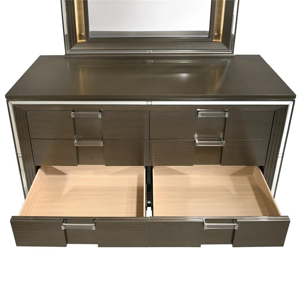Picket House Furnishings Charlotte 6-Drawer Dresser w/ Mood Lighting Mirror