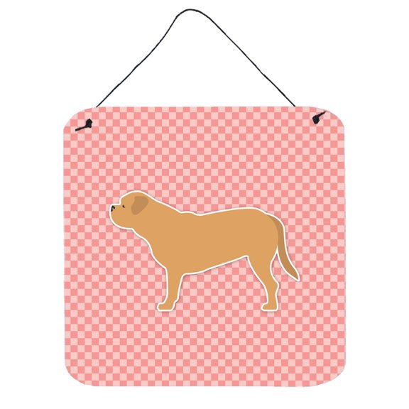 Carolines Treasures BB3670DS66 Dogue de Bordeaux Checkerboard Pink Wall or Door Hanging Prints