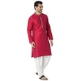 thumbnail image 2 of In-Sattva Men's Embroidered and Patterned Regular Fit Long Kurta Tunic; Vibrant Magenta; SM, 2 of 6