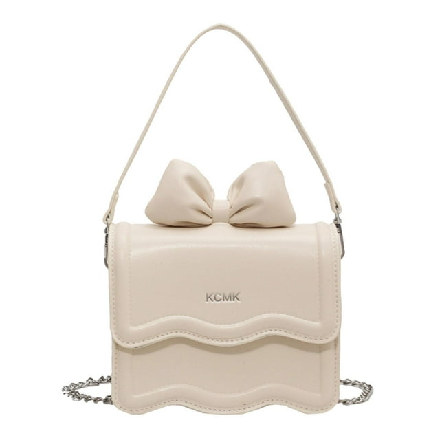 Bolso bandolera para mujer, bandolera con correa desmontable, elegante bolso de cadena, bolso de mano para mujer Blanco Pequeño