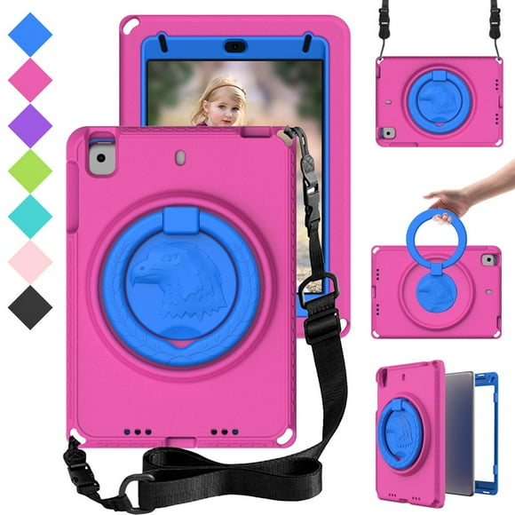 For ipad mini 4 Case Kids Tablet cover for mini 5 2019 shock proof EVA+Plastic 360 degree rotate case for ipad mini 2/mini 3 rose red mini 12345 7.9 inch