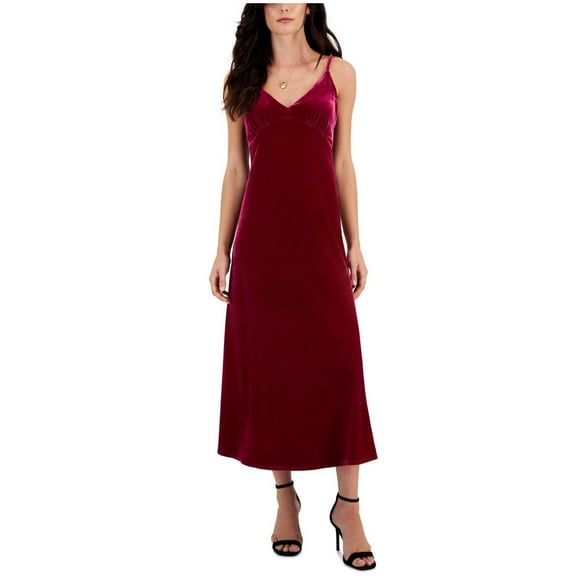 Taylor Womens Stretch Velvet Maxi Dress, Pink, 8