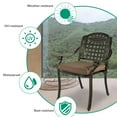 thumbnail image 3 of VIVIJASON 2-Piece Outdoor Cast Aluminum Cushioned Chairs, Patio Armrest Dining Chairs with Seat Cushions for Garden, Poolside, Backyard, Antique Bronze, 3 of 7