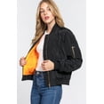 thumbnail image 3 of Simply Fashion Women's Bomber Jacket - Stylish Outerwear for All Seasons black,small, 3 of 5