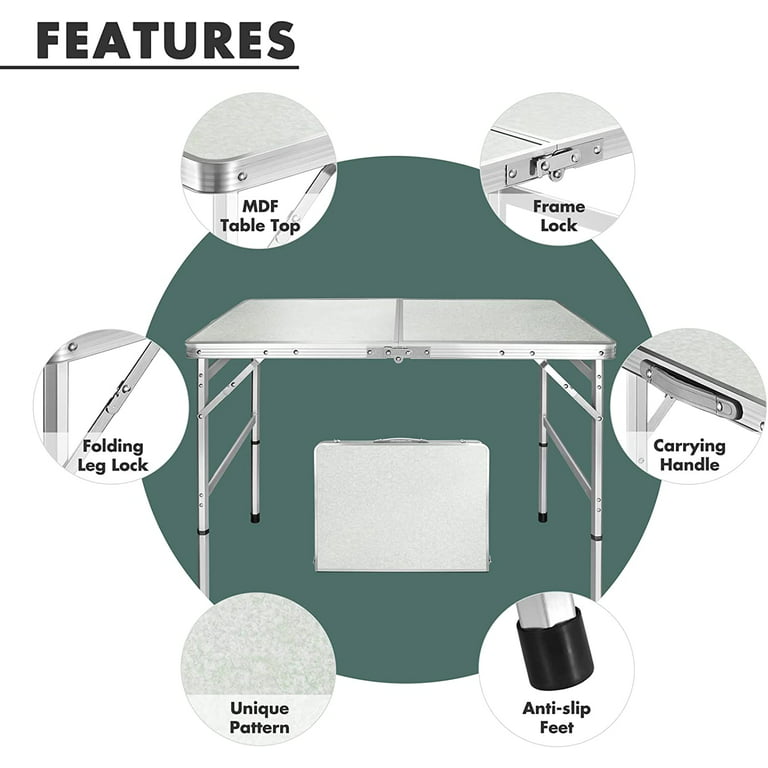 VILLEY Portable Camping Side Table, Ultralight Aluminum Folding