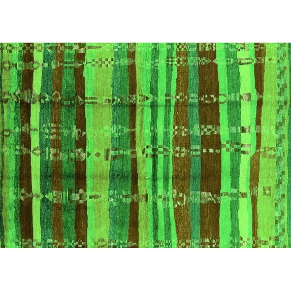 Ahgly Company Indoor Rectangle Oriental Green Industrial Area Rugs, 5' x 8'