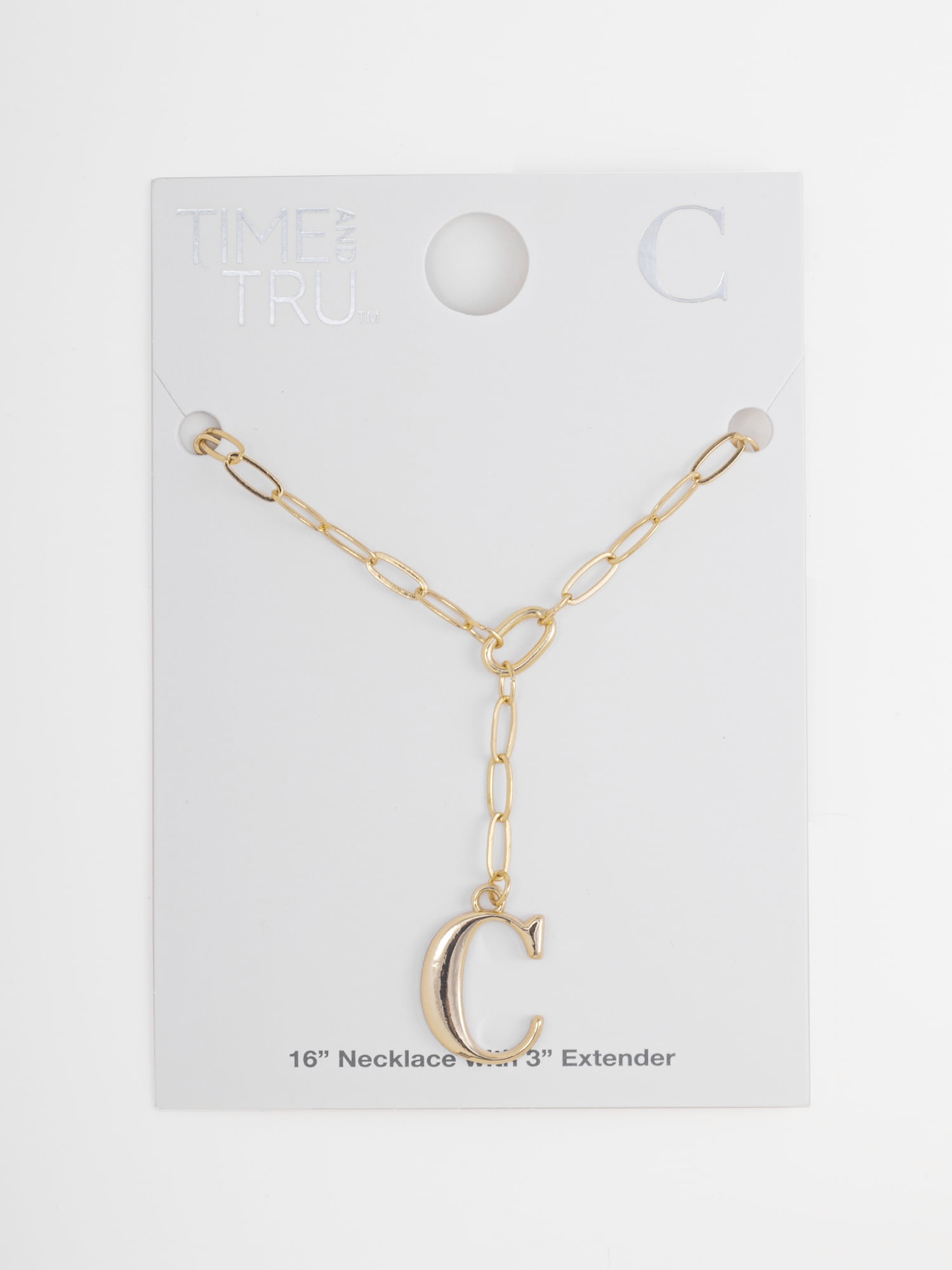 Time and Tru Women's Goldtone Initial Necklace, C