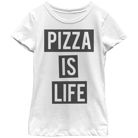 Girl's Lost Gods Pizza is Life Graphic Tee White Medium