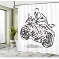 thumbnail image 4 of Ambesonne Motorcycle Shower Curtain, Monochrome Sketch Racer, 69"Wx75"L, Charcoal Grey and White, 4 of 4