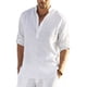 thumbnail image 1 of Camisas Cuello Mao Lino Hombre Casual Manga Larga Slim Fit, 1 of 7