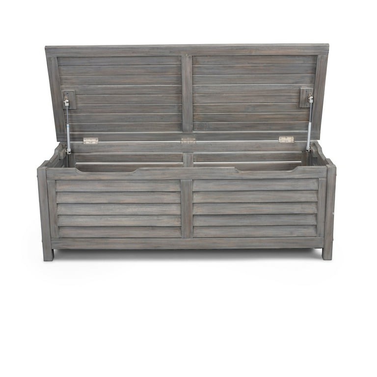 Homestyles Maho Acacia Wood Outdoor Deck Box, Patio Pool Storage