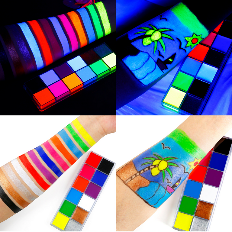 MayBud UV Neon Face Paint Glow in The Dark Paint Black Light Body Paint 12 Colors