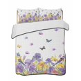 thumbnail image 2 of Quilts Twin Size, Purple Yellow Spring Floral Soft Comforter Bedding Set for Bed, Summer Botanical Birds Lightweight Quilted Bedspread with Pillow Cover(2 Pieces) for All Season, 68x86 Inch, 2 of 6