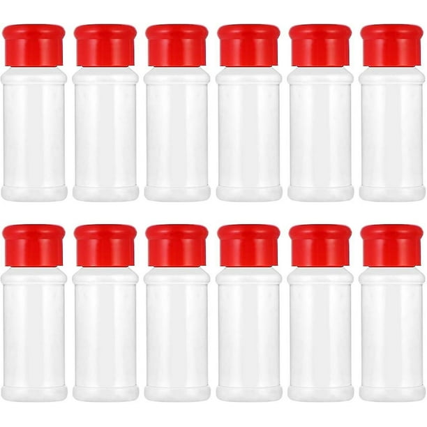 Paquete de 12 especieros de plástico para especias, sal, pimienta y recipientes para especias.