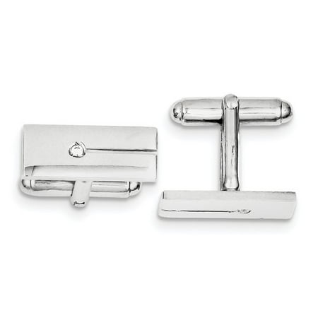 Sterling Silver CZ Rectangle Cuff Links