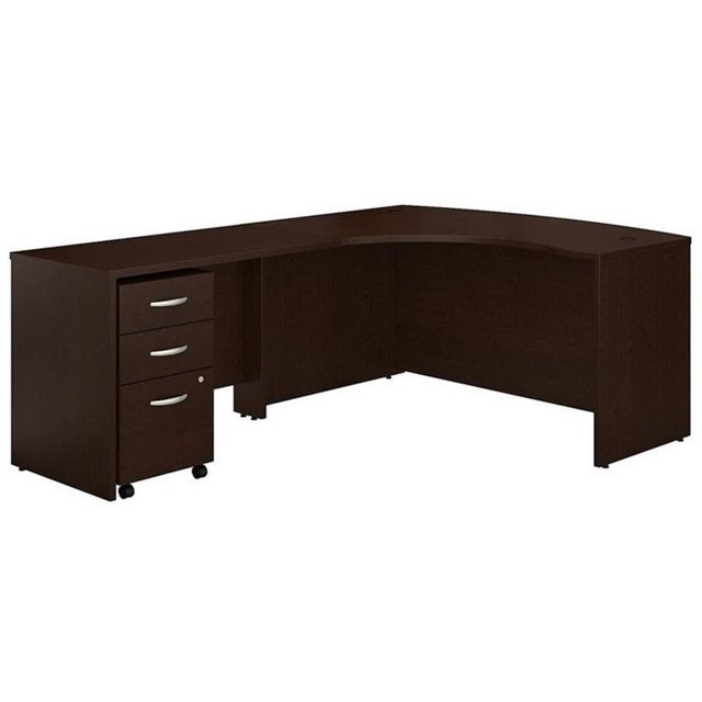 Scranton & Co 60" Left 3 Drawer L Shaped Desk in Mocha Cherry