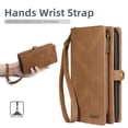 thumbnail image 5 of Allytech Detachable Magnetic Wallet Case for Samsung Galaxy S24 Ultra with Wrist Strap, Large Capacity Luxury PU Leather Card Slots Zipper Cash Pocket Shockproof Protective Wallet Case - Brown, 5 of 7