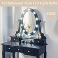 thumbnail image 3 of AOILE Makeup Vanity Set with Mirror and Stool - Wood Dressing Table with Oval Mirror and Lights, 3-Color Lighting Modes, Vanity Table with 5 Drawers, Black, White, 3 of 7