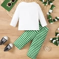 thumbnail image 4 of Staki Toddler Baby Girl St. Patrick's Day Outfit Four-Leaf Clover Long Sleeve Sweatshirt Top and Pants Set Saint Patricks Day Toddler Baby Girl Outfit 0-6M,12-24M,2-3T(White,0-6 Months), 4 of 5