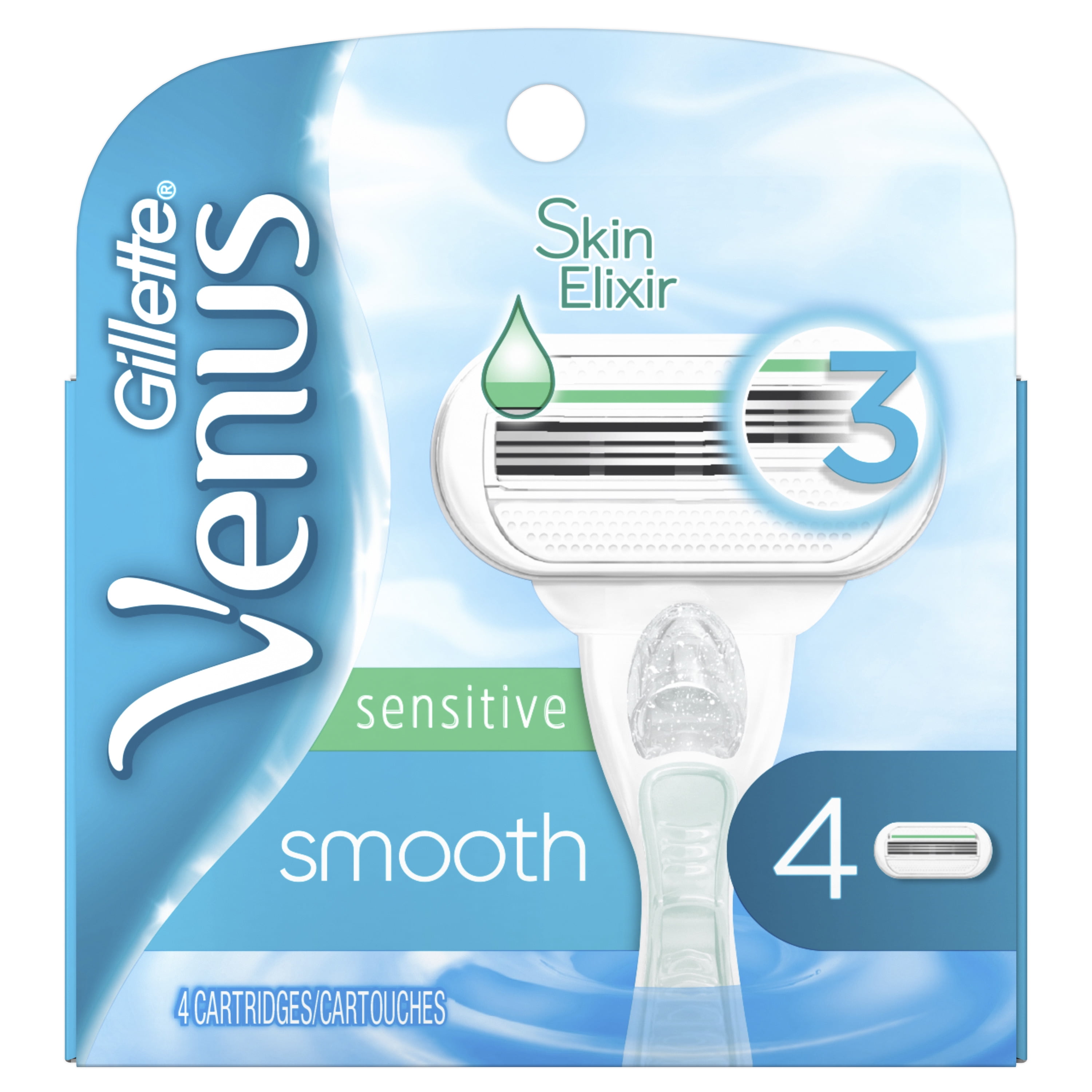Gillette Venus Smooth Sensitive Womens Razor Blades Refill, 4 ct