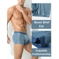 thumbnail image 5 of Ausing Men's Fashion Satin Boxer Briefs Athletic Workout Shorts Comfort Lightweight Briefs Breathable Seamless Underpants S Blue, 5 of 7