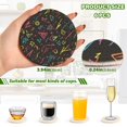 thumbnail image 2 of Yayeee 6 PCS Drink Coasters with Holder Set Woven Absorbent Round Tabletop Hot Pad, Black Neon Lightning, 2 of 7