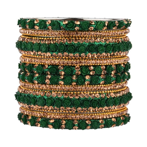 Efulgenz Indian Bangle Set Bollywood Style Rhinestone Crystal Bridal Bracelet Jewelry Set for Women Girls (10 pc)