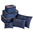 thumbnail image 1 of 6 Pcs Travel Organizer Storage Bag Set For Clothes Tidy Wardrobe Suitcase Pouch Case Shoes Packing Cube Bag Home Storage navy, 1 of 6