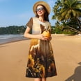 thumbnail image 4 of Balery Pastoral Sunflower Corgi Vestidos sueltos de manga corta para mujer, vestidos de verano 2025, vestidos casuales de corte A con vuelo., 4 of 6